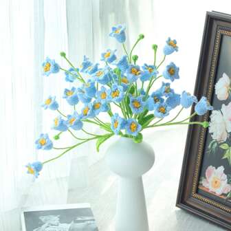 1/3/6 st handgjorda virkade liljekonvaljblommor, konstgjorda blommor. DIY-virkad blombukett som present till henne, vänner, familj, lärare, älskare, heminredning, bröllop, födelsedag, festdekoration. Lämplig för höst-/vinterdekor, Thanksgiving, examen, skolstart, alla hjärtans dag, nyår och andra kreativa högtidsgåvor.