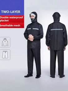 2pcs/Set Unisex Full Body Waterproof Rain Jacket & Pants Set