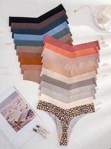 21条装女士休闲纯色舒适粘合丁字裤 - 彩色 - 查看 2