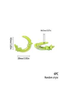 6 件随机丙烯酸 UV 涂层纯色星星、月亮、蝴蝶结珠 DIY 手机挂绳、钥匙扣、装饰配件 - 彩色 - 查看 10