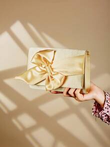 Butterfly Shaped Satin Clutch Purse, Suitable For Party Or Evening Occasions - Gold - View 3