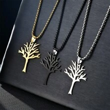 Fashion Charm Tree Of Life Pendant Stainless Steel Necklace Boys Girls Accessories Party Jewelry