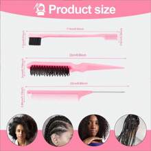 Juego de 3/5 cepillos desenredantes con 9 hileras de cerdas de nailon con cojín, botella rociadora de 200ml, peine de doble filo, peine para enredar y peinar, cepillo desenredante para cabello rizado, crespo, ondulado, rizado y enmarañado de tipo afroamericano 3a a 4c, para desenredar fácilmente con el cabello mojado/seco