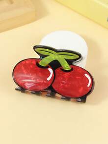 1 件女士卡通樱桃图案 PVC 发夹，日常使用的装饰头饰，创意礼物，适合女孩的时尚发饰优雅发夹 - 彩色 - 查看 7
