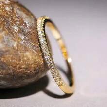 VKHK 1pc Luxury Sparkling Zirconia Stone Embedded Single Ring, Suitable For Women's Daily And Wedding Wear, Gift