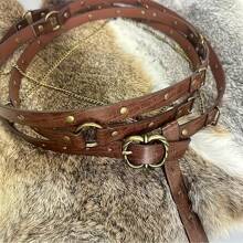 1-Piece Set Of Vintage PU Leather Adjustable Strap With Metal Chain, Suitable For All Seasons Leisure Travel, Date Night And Party
