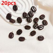10pcs/20pcs Artificial Coffee Bean Shaped Beads Suitable For DIY Jewelry Making Pendants, Earrings, Necklaces, Bracelets, Keychains, Bag Charms, Resin Crafts - Multicolor - View 10