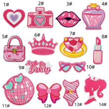 Accesorio de ropa en forma de parche de tela creativo, al por mayor, con diseño de joyería personalizada de princesa rosa inglesa de dibujos animados linda