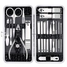 Set de cortaúñas que incluye cortaúñas de manos y pies, kit de manicura y pedicura con 18 piezas de acero inoxidable, kit de cuidado profesional de uñas con estuche de lujo para viaje