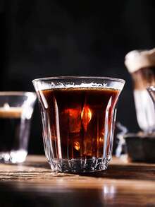 1pc Vintage Ribbed Glass Coffee Cup, Espresso Tumbler, Cortado Glass, Clear Drinking Glasses, Beverage Mug, Elegant Fluted Design, Heat-Resistant Glassware For Latte, Water, Juice, Ideal For Home, Cafe, Office, Parties, Practical Gift For Adults, Men, Women - Multicolor - View 10