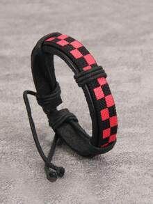 時尚流行男士格子圖案手鍊PU適合珠寶禮物和時尚外觀