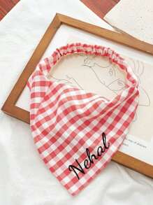 Personalized Plaid Dog And Cat Headscarves With Elasticity - Customizable Pet Scarves, Stylish And Comfortable - Perfect As Dog Gifts. Features Include Plaid Headscarves, Dog Themes, Retro, Casual, Unisex, Old Money Style, Fashionable, Cute, Customizable, Personalized, Unique. Ideal Customized Gifts For Him Or Her, Suitable For Pets And Summer Use.