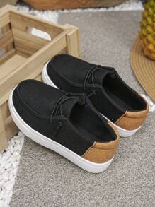 1 Pair Unisex Children Slip-On Comfortable Stitched Casual Flat Sports Shoes, Suitable For All Seasons