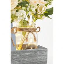 Nuevas luces de tarros Mason como centro de mesa para comedor, estilo rústico y granja con 3 tarros, en color gris azulado para sala de estar - Gris azul - Ver 5