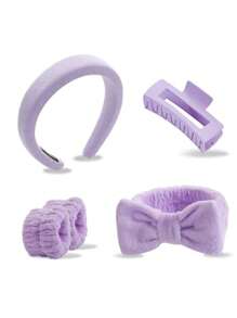 8 Pieces Set Of Minimalist Pink Minimalist Home Hair Accessories For Girls, Suitable For Daily Makeup, Face Washing And Decoration