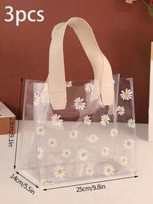 5pcs Daisy Printed Gift Bags, Transparent Pvc Gift Packaging Bags, Convenient Hand-Held Gift Bags, Suitable For Weddings, Small Business, Shopping, Parties, Birthday Parties And Other Holiday Gift Packaging, Valentine's Day Gifts, Holiday Gifts. - Daisy Gift Bag - View 11