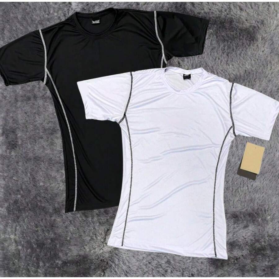 Men's Premium Pro Tight Compression T-Shirt Gym Workout - trắng - Xem 1
