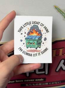 "This Little Light Of Mine, I'm Gonna Let It Shine" Humorous Sticker. The Cartoon Pattern Of Burning Trash Cans Decorate Your Laptop, Water Bottle, Journal, Skins, Guitars, Helmets, Office Supplies, School, Skateboards, Luggage, Water Bottle, And Other Funny Vinyl Record Waterproof Decal,School Supplies,Back To School