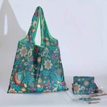 1pc (With Small Coin Purse) Large Capacity Fashion Printed Shopping Tote Bag, Foldable, Portable, Reusable Tote Bag For Travel And Shopping