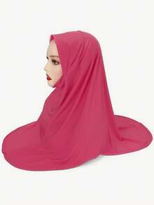 قطعة واحدة وشاح إسلامي محجبة لون سادة للنساء ، أوشحة طويلة لفة الرأس حجاب - متعدد الألوان - مشاهدة 18