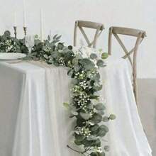 1/2/4/8 pièces, 1,8 m Guirlandes en eucalyptus artificielles avec fleurs blanches - parfaites pour les mariages, les fêtes et la décoration de la maison, idéales pour les manteaux de cheminée, les chemins de table et les espaces extérieurs