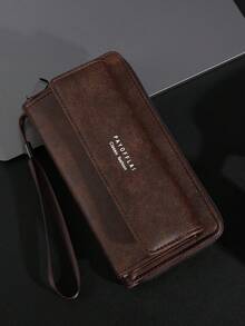 男士商务钱包长款双层PU皮扣男士银行卡夹拉链钱包男士钱包长款钱包腕带钱包 - 彩色 - 查看 10