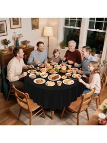 1件/6件/10件一次性圆形塑料桌布，防水防污，餐桌装饰，213厘米 - 彩色 - 查看 7