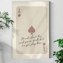 1 pieza Póster de pared de decoración con diseño de as de espadas retro, con cita inspiradora, decoración de pared de carta de as beige Tre26 - Multicolor - Ver 1