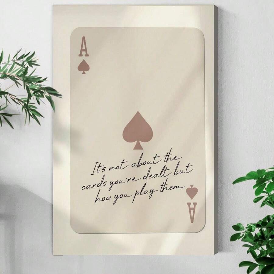 1 pieza Póster de pared de decoración con diseño de as de espadas retro, con cita inspiradora, decoración de pared de carta de as beige Tre26 - Multicolor - Ver 1