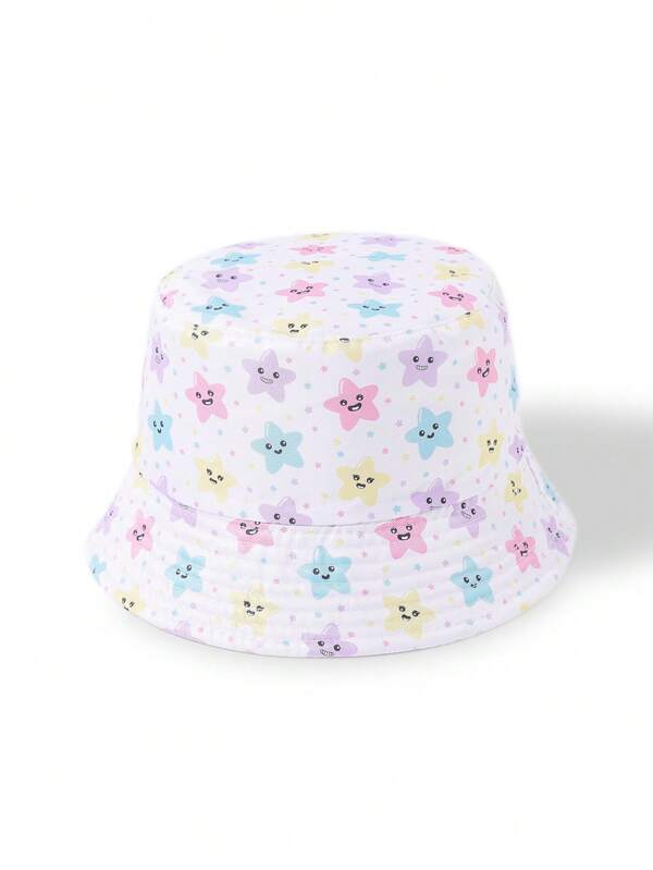 1 Peça Chapéu Infantil com Estampa de Estrela Novo, Chapéu de Sol Bebê Reversível, Chapéu Balde Casual de Aba Larga Versátil, Adequado para a Primavera e Verão