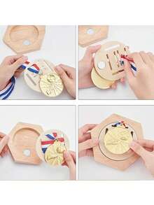 Fashionable Medal Stand Display Stand Wall Rack, Honeycomb Wooden Medal Stand Splicing Clothes Rack Display Stand Hexagonal Free Stand, Suitable For Basketball, Gymnastics, Football And Softball Stands, Easy To Install - Wood Color - View 5