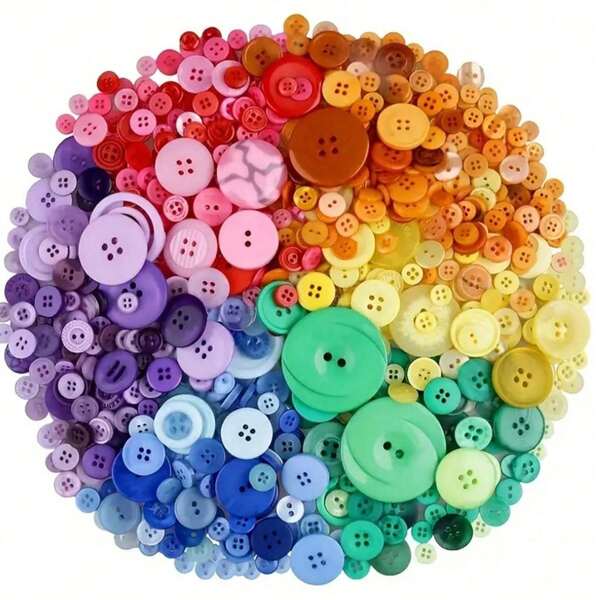 Circa 100/200 pezzi di bottoni da cucito di colori casuali, di varie dimensioni, per artigianato, cucito a mano, pittura, fatto a mano