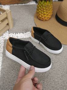 1 Pair Unisex Children Slip-On Comfortable Stitched Casual Flat Sports Shoes, Suitable For All Seasons