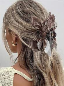 1 件腰果花蝴蝶结发夹，波西米亚风格，适合度假和各种节日拍照时尚发饰动物爪夹波西米亚发夹
