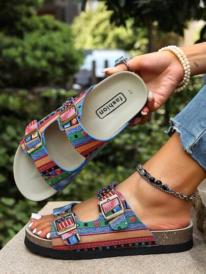 Ultra Hafif, Kalın, Düz Tabanlı, Yumuşak Tabanlı, Yumuşak Yüzeyli Plaj, Açık Hava, Ev Boy Uzatma Kadın Düz Sandaletler