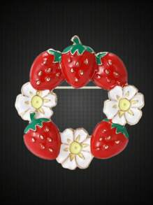 1 broche colorido de morango com frutas glaceadas, acessórios de roupas elegantes, alfinetes decorativos, design criativo