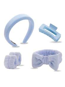 8 Pieces Set Of Minimalist Pink Minimalist Home Hair Accessories For Girls, Suitable For Daily Makeup, Face Washing And Decoration