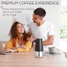 New  6 C Greca Stovetop Pr Maker 10oz, Moka Pot  Cee Percolator Dign, Stainls Steel Stove Top Cee Maker For Camping Or Home, Italian Cee Maker Stovetop, Black Cee Pot - 黑色 6C - 查看 7