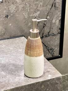 磨砂陶瓷乳液皂液器瓶，带拉丝金属泵头，高瓶设计，可重复填充浴室使用，时尚液体皂液器，适用于水槽、沙龙、洗手间，适合返校使用