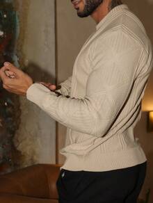 Knitted Sweater Men's Sweater Tops Chic Cold Weather High Quality Autumn Winter Long Sleeve Pullover - 米色 - 查看 5