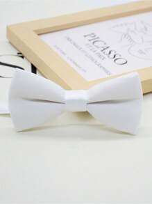 1pc Men's Solid Color Double Layer Bow Tie, Versatile For Party, Performance And Formal Suit
