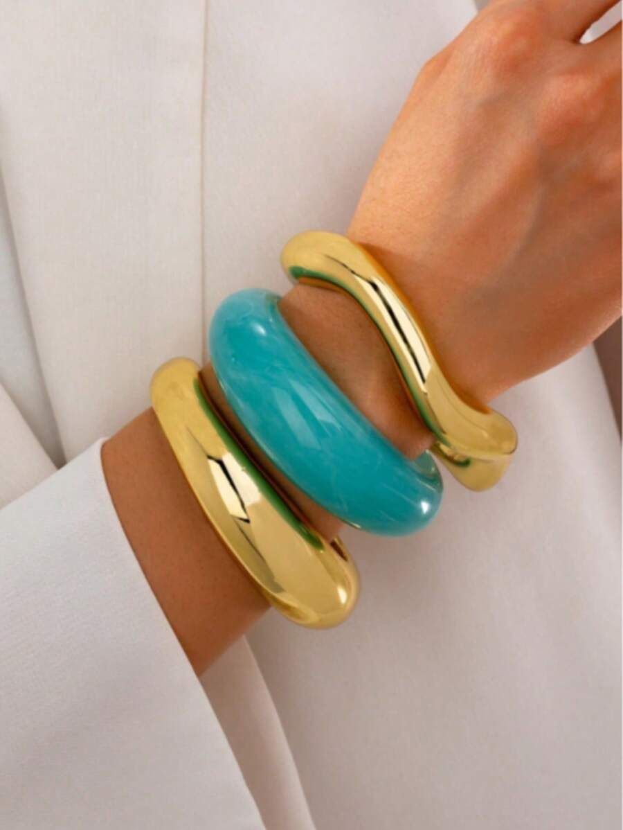 3pcs Thick Bracelet Set, Suitable For Everyday Wear