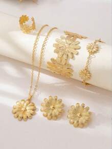 Engraved Earrings, Necklace, Bracelet, Ring Set