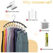 Legging Organizer For Closet, Metal Yoga Pants Hangers 2 Pack W/10 Clips Holds 20 Leggings, Space Saving Hanging Closet Organizer W/Rubber Coated Closet Organizers And Storage, Black - 黑色 - 查看 2