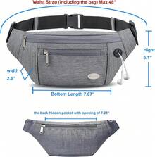 Entchin Fanny Pack Women Men,Crossbody Belt Bag With 4-Zipper Pockets,Adjustable Waist Bag Pack,One Of Most Popular Travel Essential Gifts Walking,Traveling,Cycling - 灰色 - 查看 4