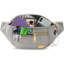 Entchin Fanny Pack Women Men,Crossbody Belt Bag With 4-Zipper Pockets,Adjustable Waist Bag Pack,One Of Most Popular Travel Essential Gifts Walking,Traveling,Cycling - Mini Grey - 查看 8