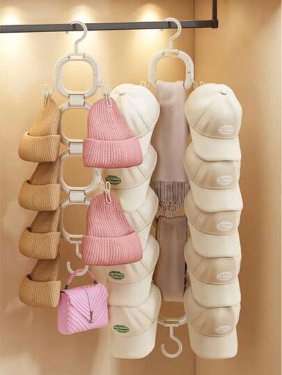 2ring/4ring/6ring Laundry Rack, Hat Organizer Rack, Wardrobe Storage Holder For Caps, Scarves, Non-Slip And Damage-Free, Hanger Behind The Door, Simple Assembly Is Required, Space-Saving Closet Organizer For Small Apartments And Dorm Rooms, Multi-Function Garment And Accessory Storage Solution To Keep Hats, Beanies, Caps, Scarves, Belts, And Lightweight Towels Neatly Accessible, Durable Yet Lightweight Steel Frame With Anti-Slip Pads For Floor Protection, Quiet Operation, Easy To Install Over The Door Or On A Wall Corner, No Scratches To Doors Or Surfaces, Effortless Daily Organization Boost For Everyday Wardrobe And Entryway Spaces, Designed For Versatile Home Use And Efficient Display.