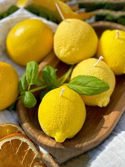 1/4pcs Lemon Scented Candles, Handmade Soy Wax, Suitable For Home Decor, Party, Dining Table Decor, Holiday Gift, Dinner, Party/Event, Relaxation/Meditation, Mood Lighting, Birthday Gift, Festival Decoration, Souvenirs, Wedding Decor