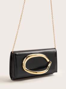 这款迷人的大容量晚宴手拿包采用闪亮的链条肩带和时尚的翻盖设计，并以奢华的人造皮革材质打造，是婚礼和派对的理想之选。这款女士链条肩背斜挎包适合青少年、大学生、年轻职业女性和上班族，是派对、婚礼、晚宴和正式场合的完美之选。它可以与女士晚礼服、派对配饰、亮片连衣裙、闪亮连衣裙和优雅连衣裙完美搭配。 - 黑色 - 查看 4