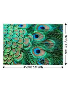 1/2/4/6/8 piezas Manteles individuales con estampado digital, manteles individuales con estampado de pluma de pavo real, adecuados para uso diario, festivales, fiestas, cumpleaños, bodas, cenas, decoración del hogar en la cocina y el comedor